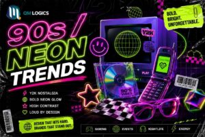 90s and neon trend in graphic designing